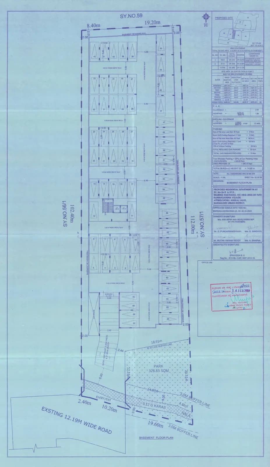 SGK Sai Sonna Kodum: Basement Floor plan (filed with Karnataka RERA)