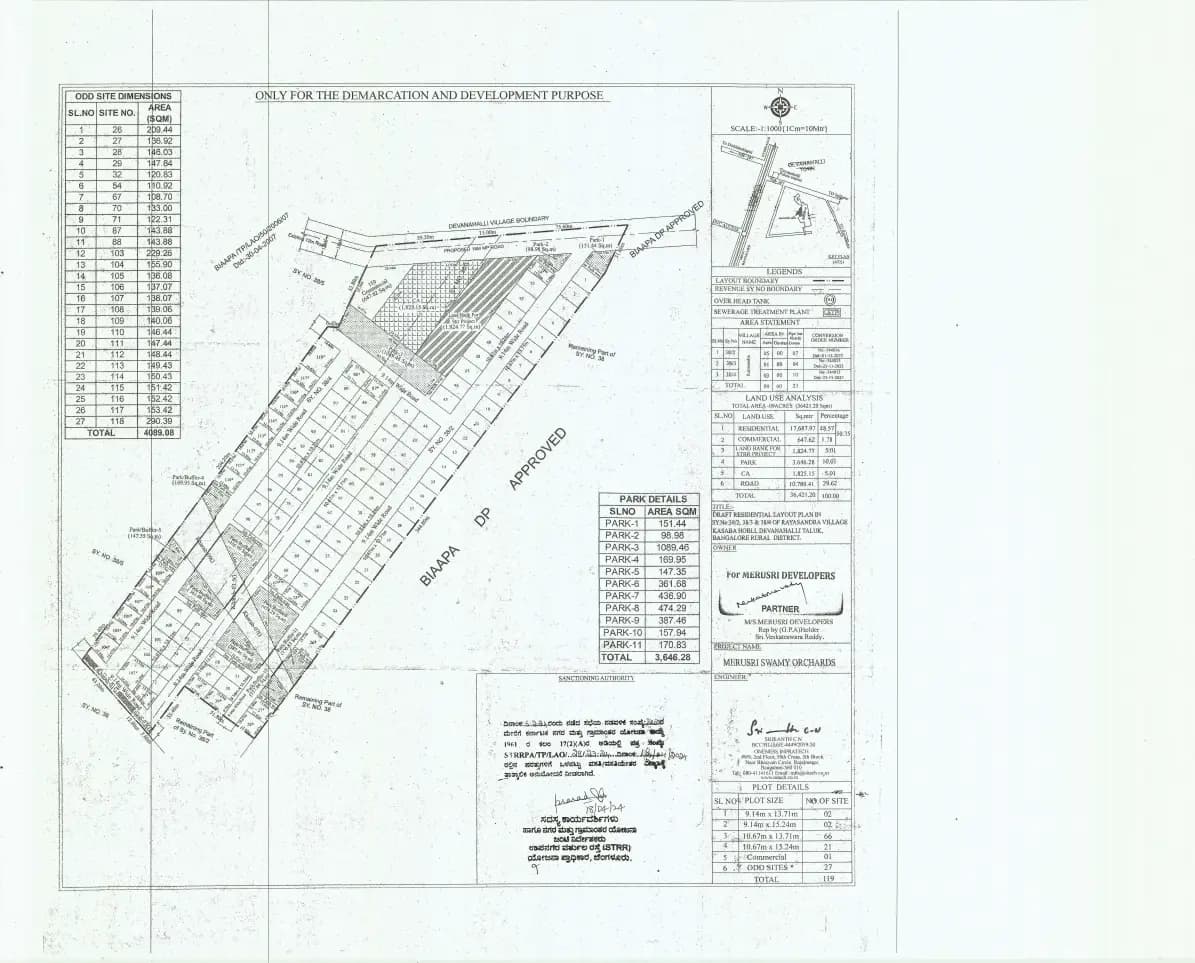 Merusri Swamy Orchards: Approved Layout Plan (filed with Karnataka RERA)