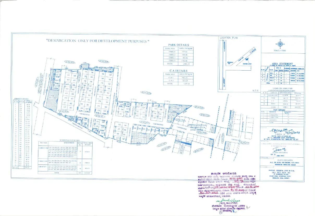 Elite Park: Approved Building/Plotting Plan (filed with Karnataka RERA)