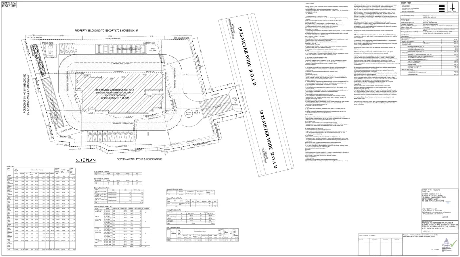 Aurora: Approved Plans, page 1 (filed with Karnataka RERA)
