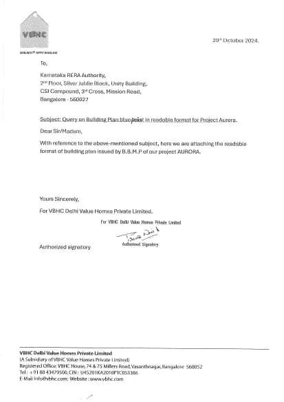 Aurora: Query on Building plan blue print (filed with Karnataka RERA)