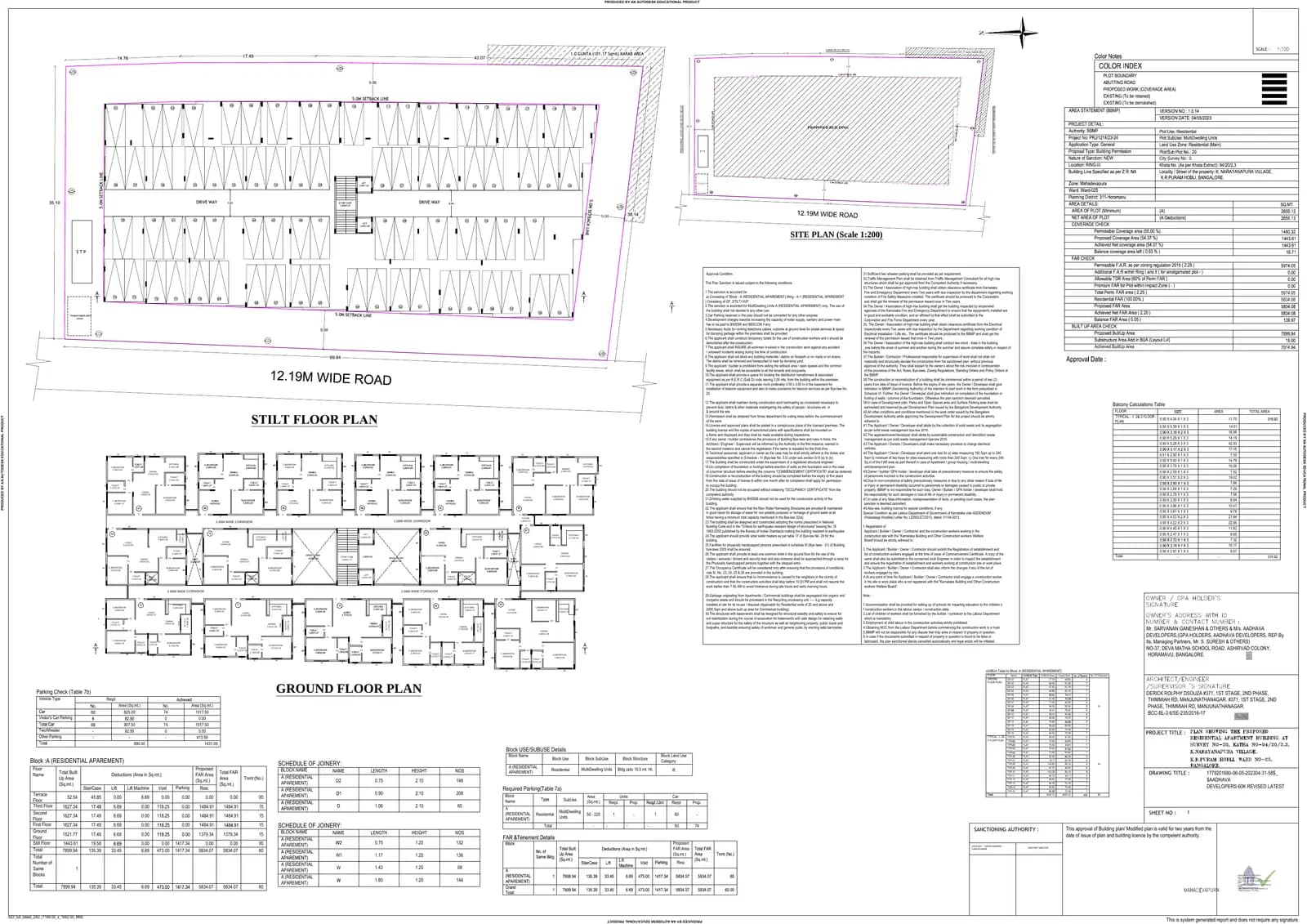 Elite Homes: Approved Building/Plotting Plan, page 1 (filed with Karnataka RERA)