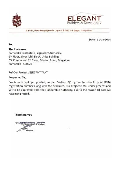Elegant Takt: Brochure (filed with Karnataka RERA)