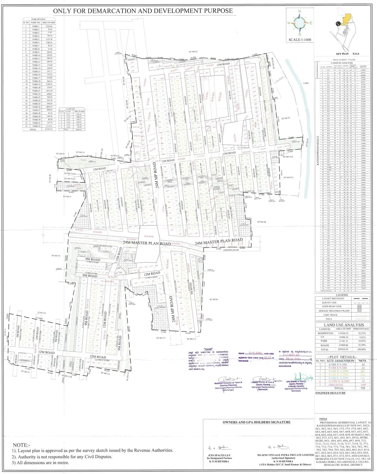 KNS Samooha: Existing Layout Plan (filed with Karnataka RERA)