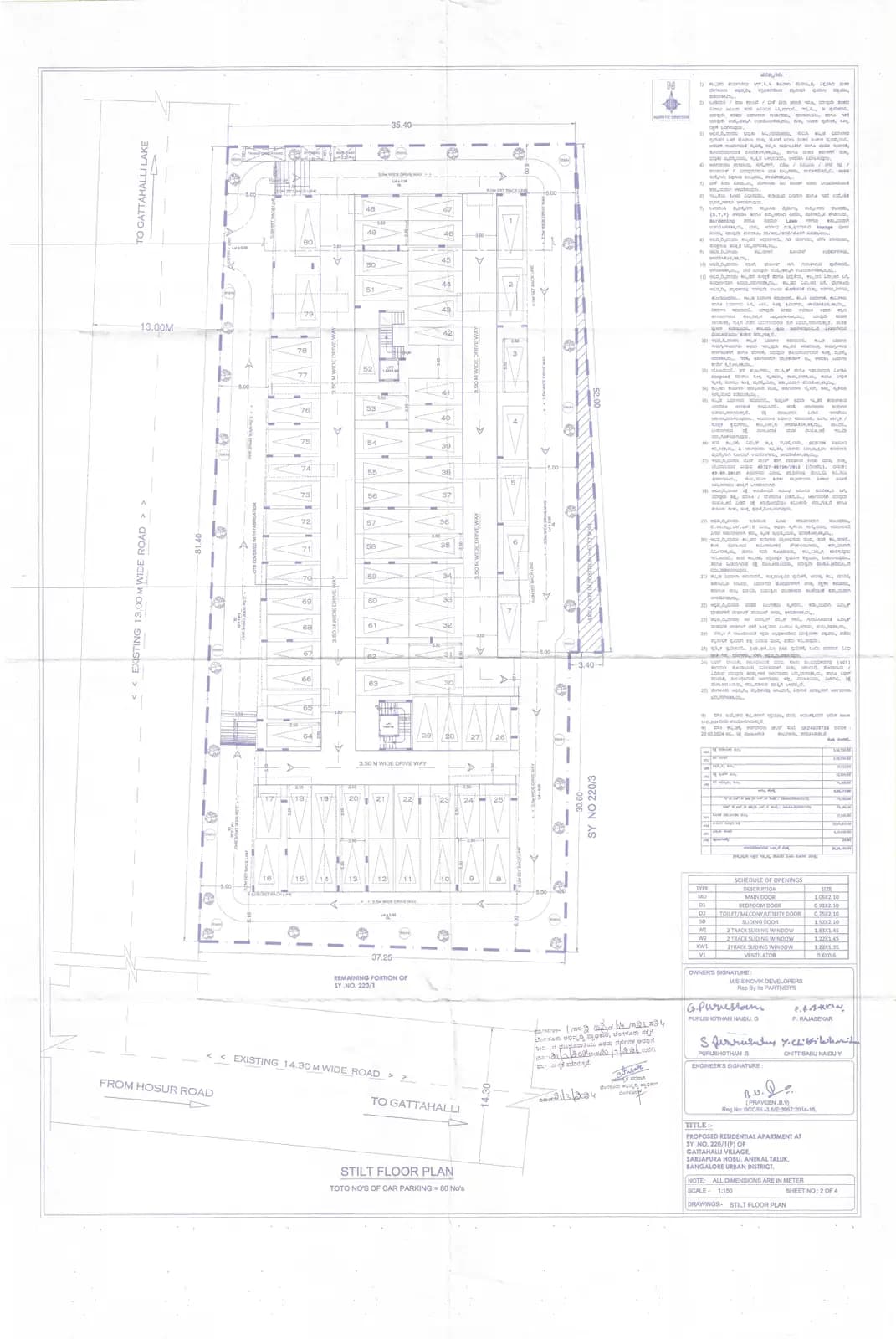 Sinovik Nirvana: Stilt floor plan (filed with Karnataka RERA)