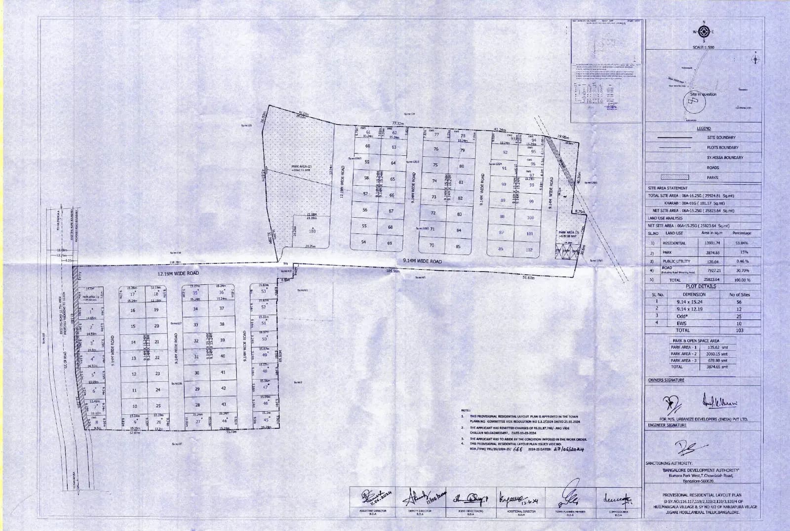Park's Ridge: Approved Plan (filed with Karnataka RERA)