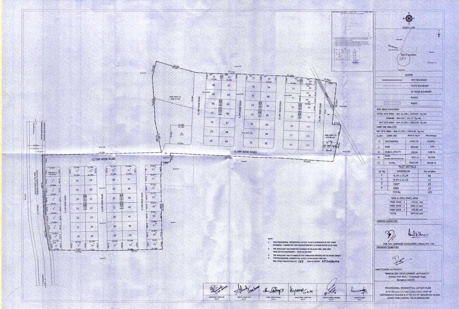 Park's Ridge: Approved Layout Plan (filed with Karnataka RERA)