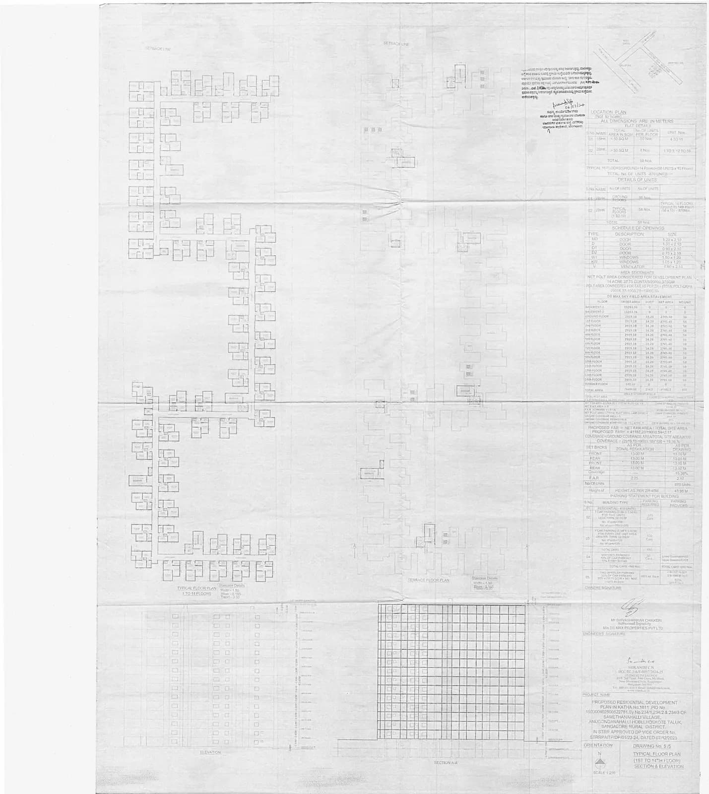 DS Max Sky Fields: 5 TYPICAL 1ST -14TH FLOOR PLAN (filed with Karnataka RERA)