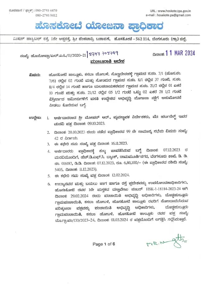 East Field: Approved Layout Plan (filed with Karnataka RERA)