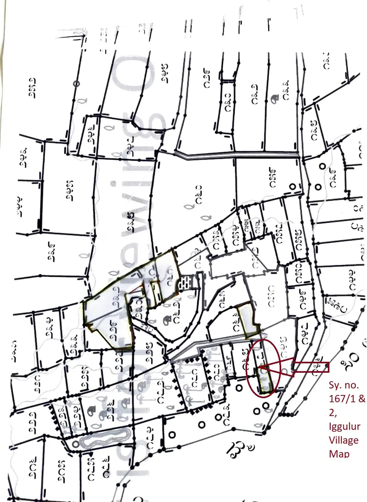 Subha Eden-2: 7) Demarcation of proposed land in original Village map-Sy no 167-1 and 2 (filed with Karnataka RERA)