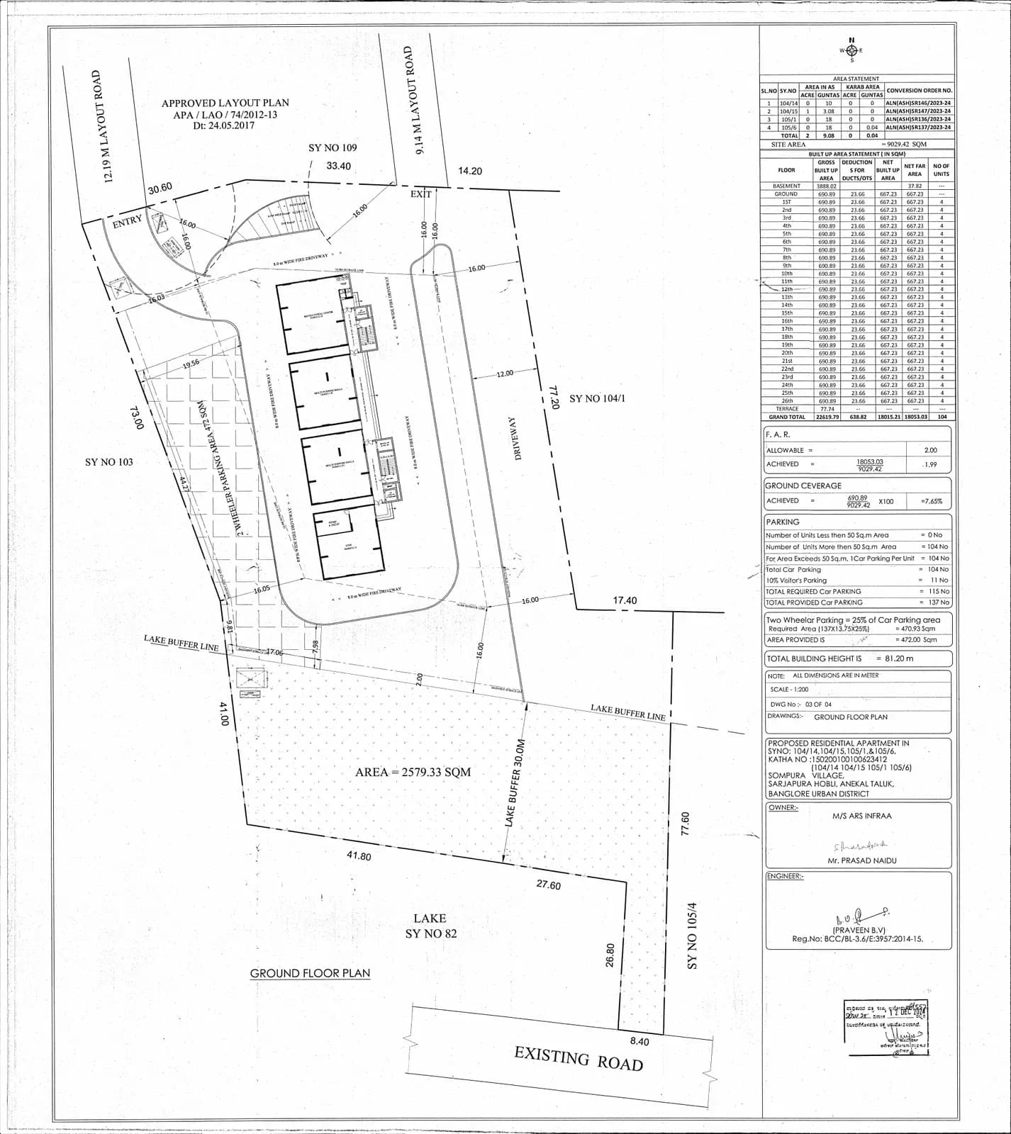 Ars Zurich: GROUND FLOOR PLAN (filed with Karnataka RERA)