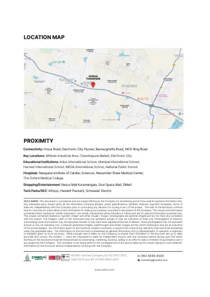 Sobha Hamptons -Townpark: Brochure, page 4 (filed with Karnataka RERA)