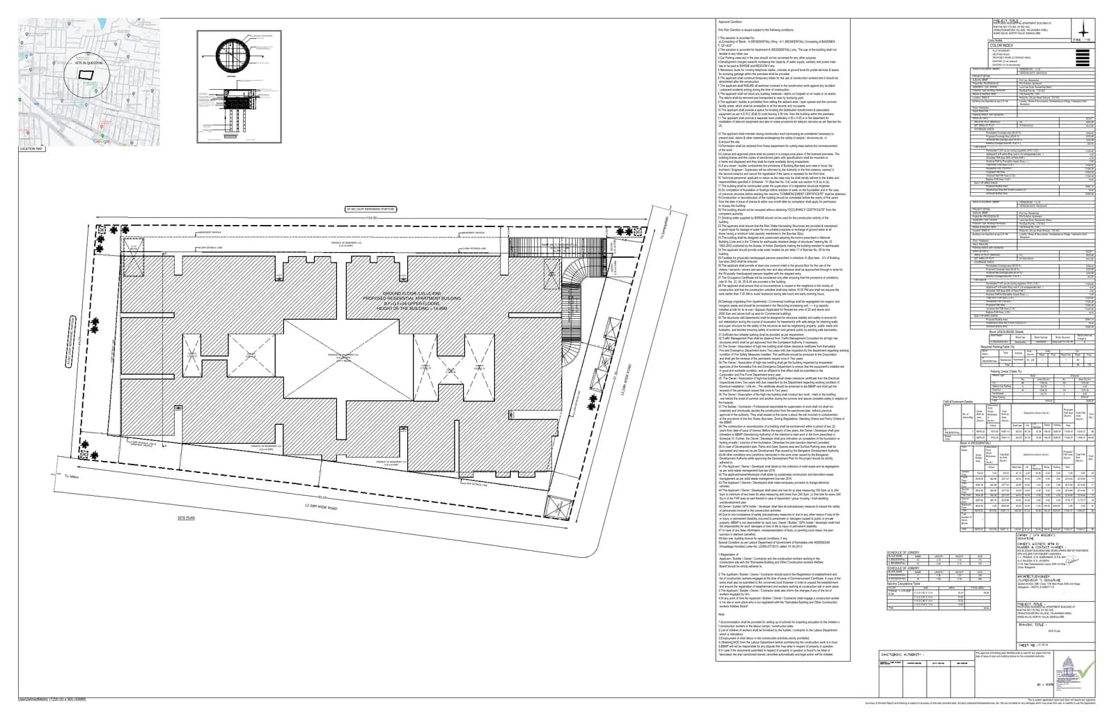 Elegant Aura: Approved Building Plan, page 1 (filed with Karnataka RERA)