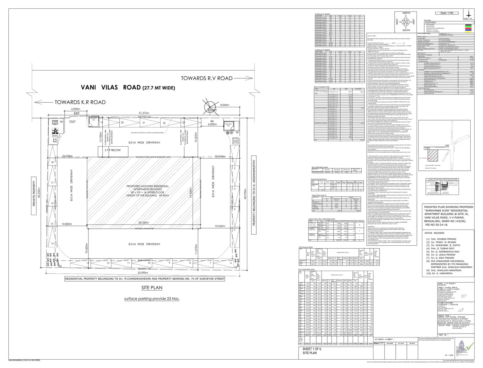 Shravanee Icon: 11 BBMP Approved building plan, page 1 (filed with Karnataka RERA)