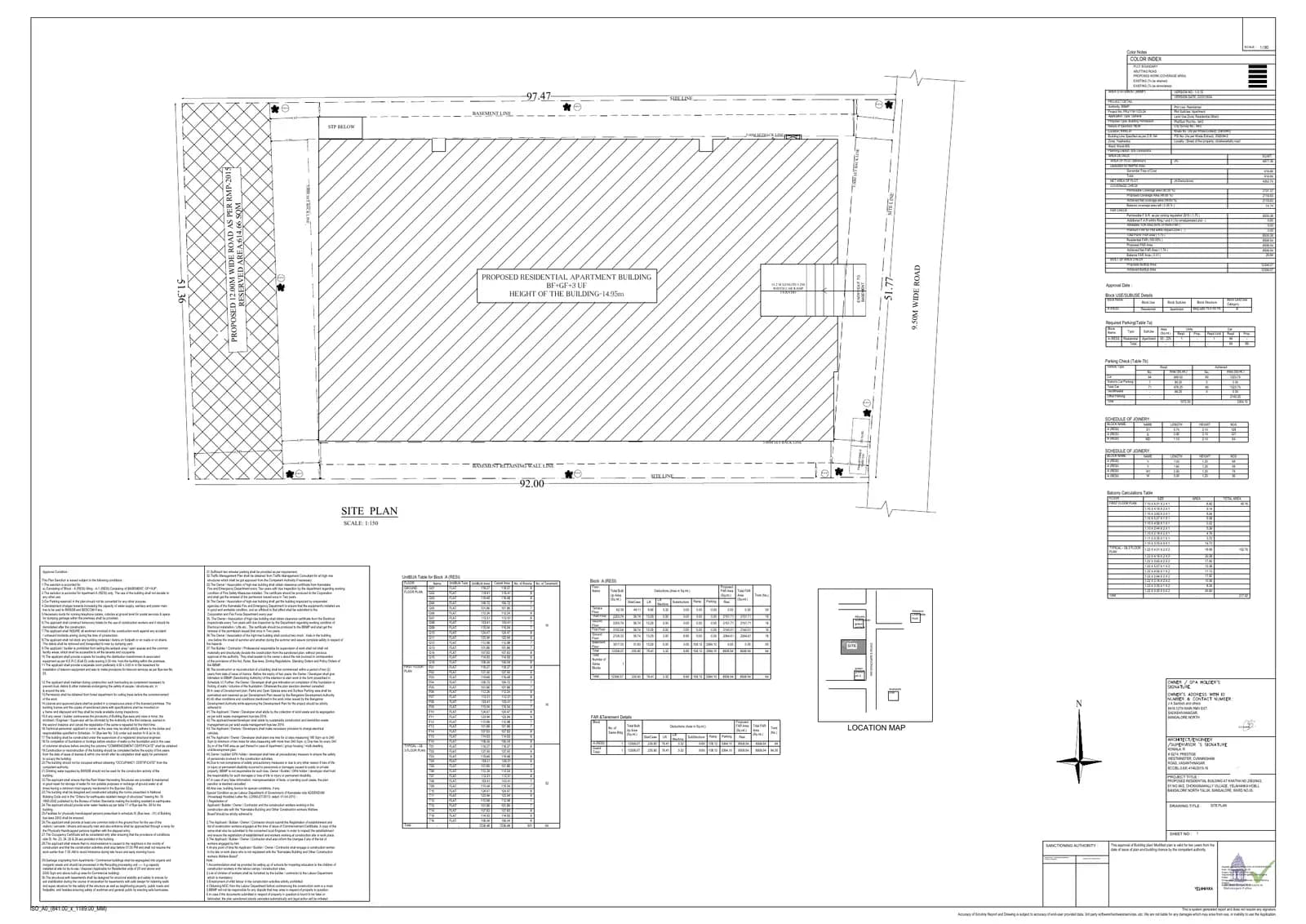 Sudarshan Foresta: Approved Building Plan, page 1 (filed with Karnataka RERA)