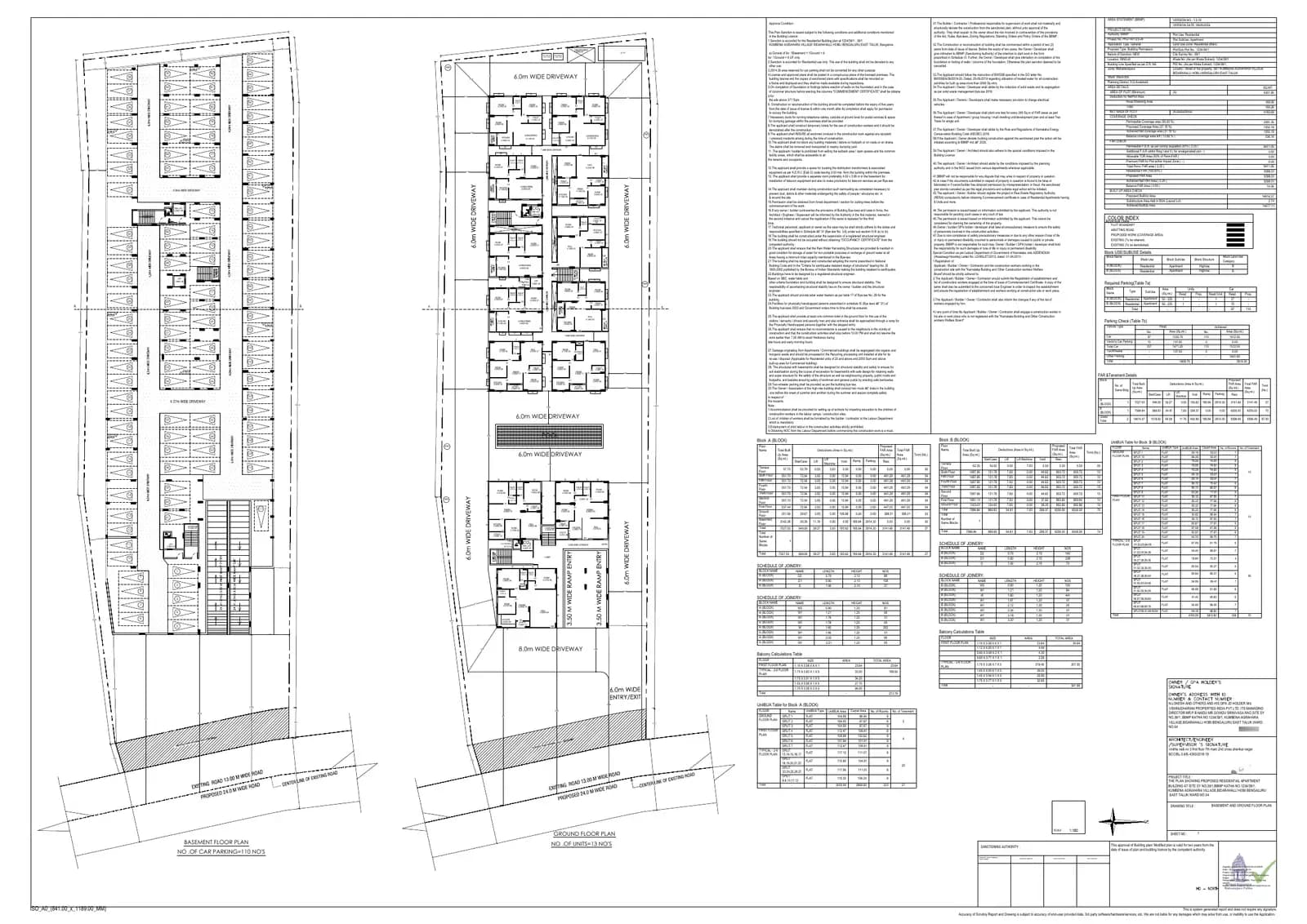 Brunda Vihari: Approved Building Plan (filed with Karnataka RERA)