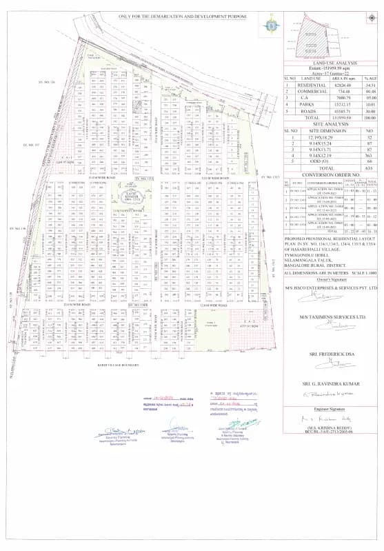 FRK Sapphire: Approved Layout Plan/Demarcation Plan (filed with Karnataka RERA)