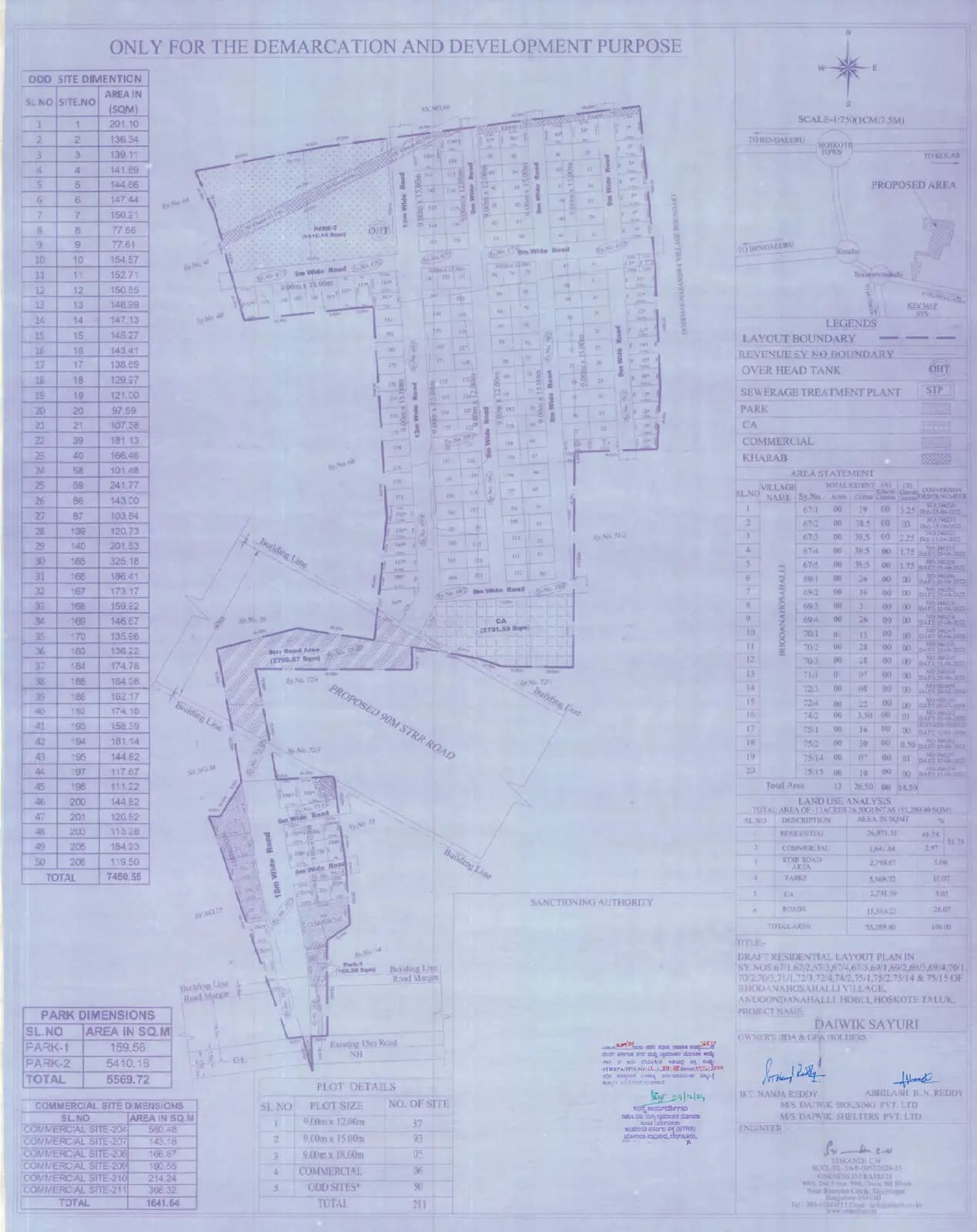 Daiwik Sayuri: Approved Layout Plan/Demarcation Plan (filed with Karnataka RERA)
