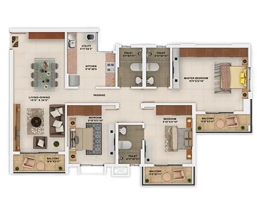 Park Cubix Phase 2 floor plan: 1 BHK floor plan