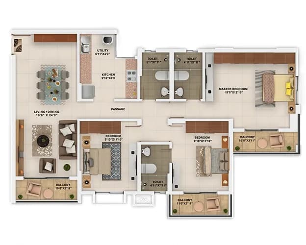 Park Cubix Phase 2 floor plan: 1 BHK grand floor plan