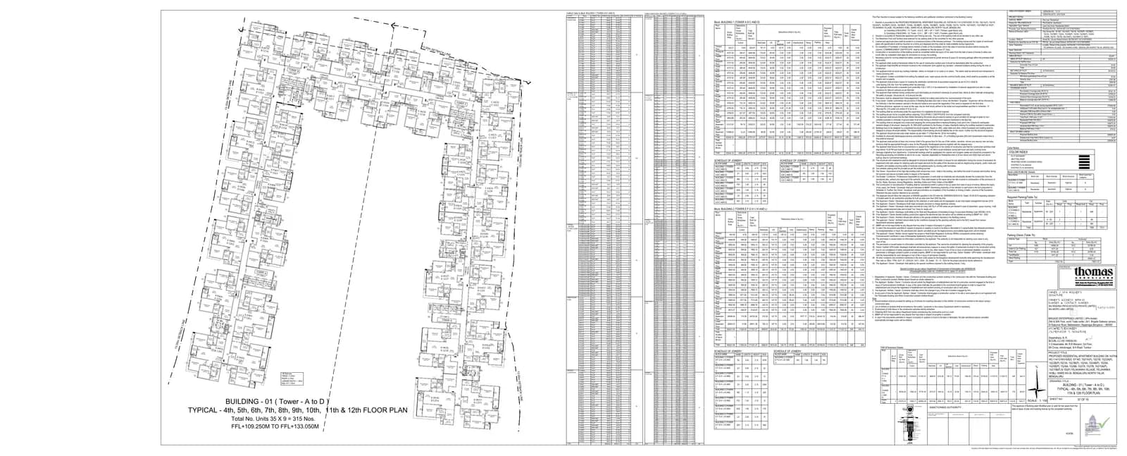 Brigade Eternia: Brigade Eternia - BUILDING - 01 (Tower - A to D) TYPICAL - 4th, 5th, 6th, 7th, 8th, 9th, 10th, 11th & 12th FLOOR PLAN.pdf (filed with Karnataka RERA)