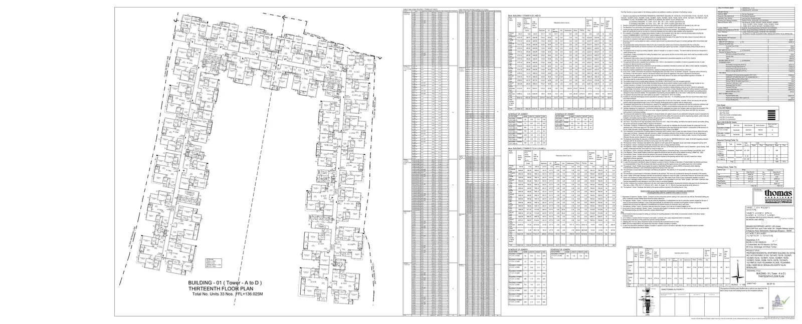 Brigade Eternia: Brigade Eternia - BUILDING - 01 (Tower - A to D) THIRTEENTH FLOOR PLAN.pdf (filed with Karnataka RERA)