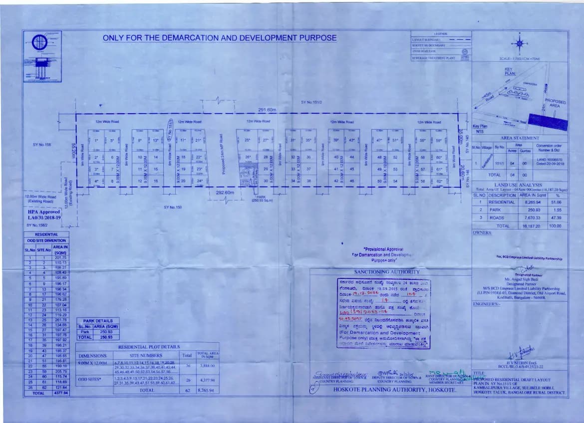 Aikam Golf Estates: Approved Layout Plan (filed with Karnataka RERA)