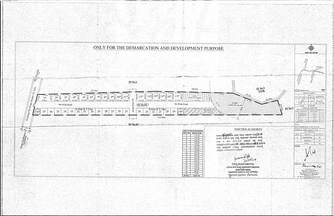 Vanna - Phase 2: Approved Layout Plan (filed with Karnataka RERA)