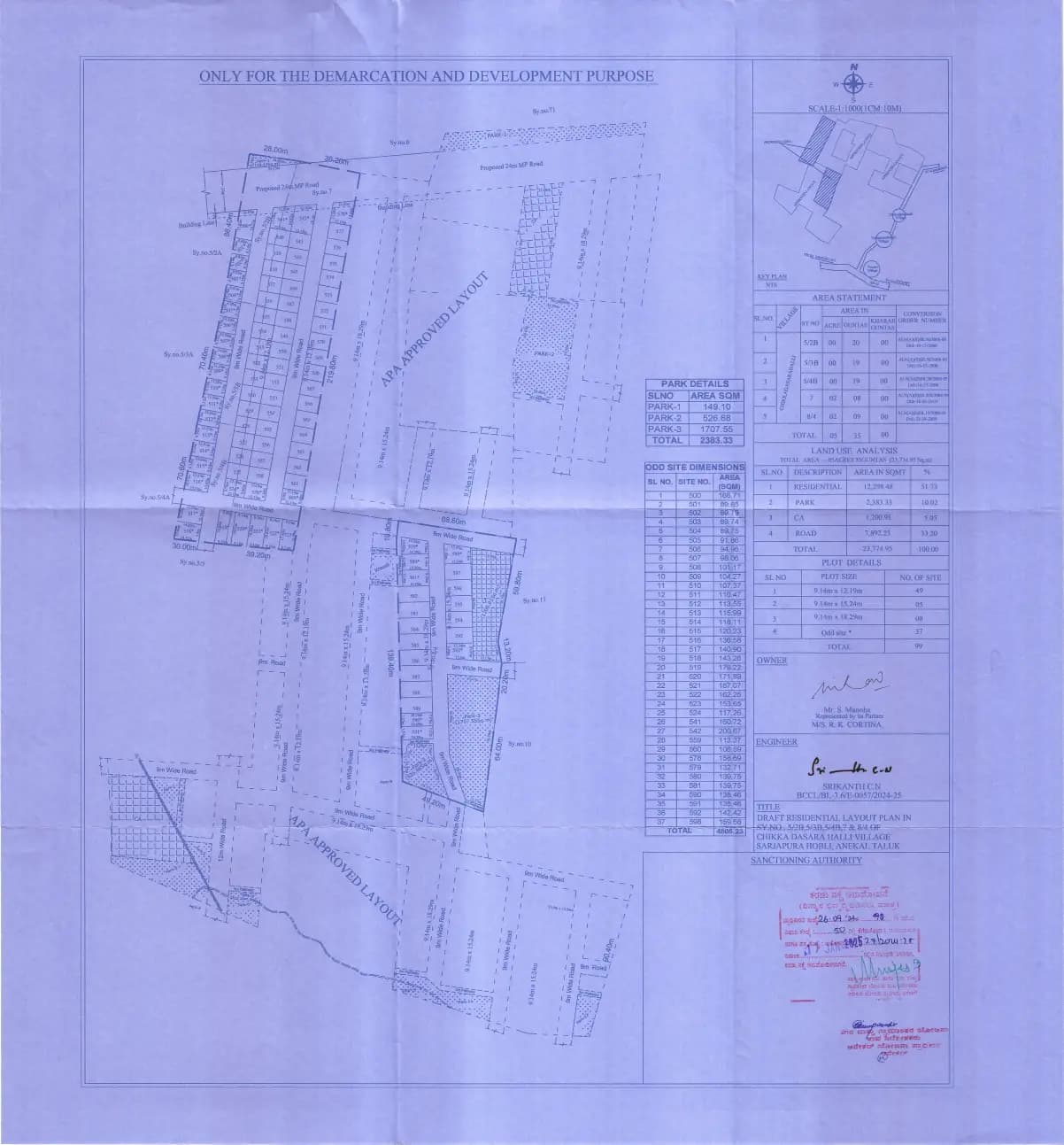R K Cortina: Approved Layout Plan/Demarcation Plan (filed with Karnataka RERA)