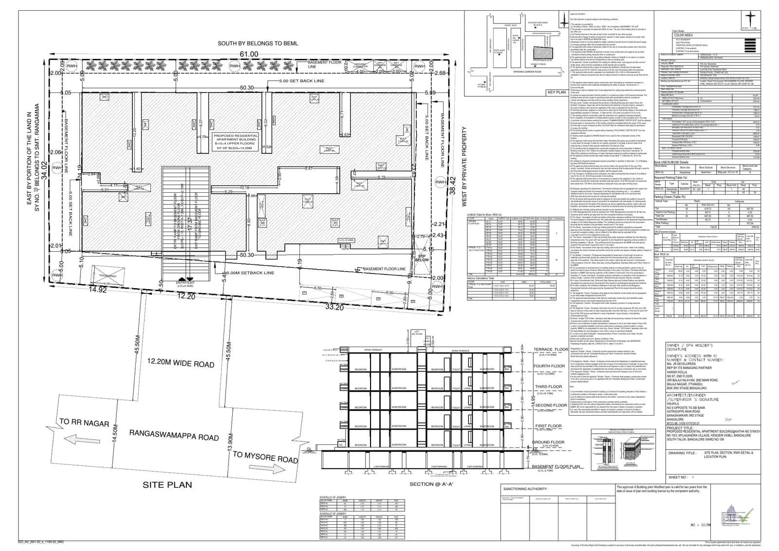 J R Royale: Approved Building Plan, page 1 (filed with Karnataka RERA)