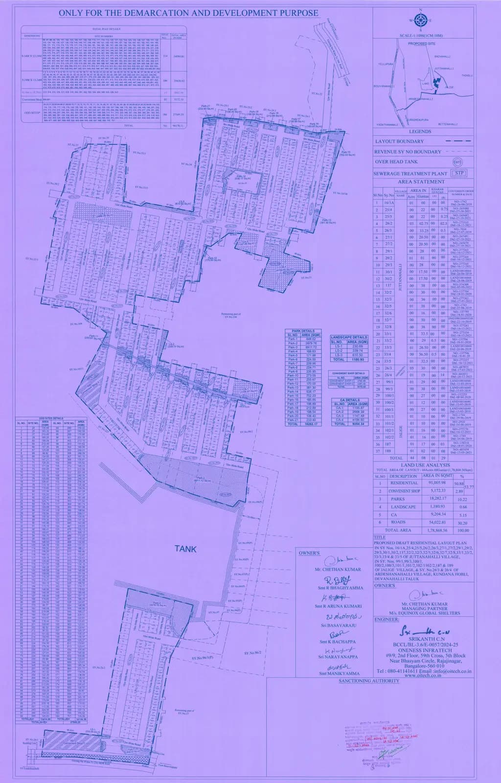 The Secret Lake: Approved Layout Plan/Demarcation Plan (filed with Karnataka RERA)