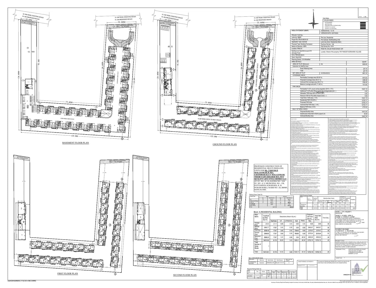 NVT Oikos: Approved Building Plan, page 1 (filed with Karnataka RERA)