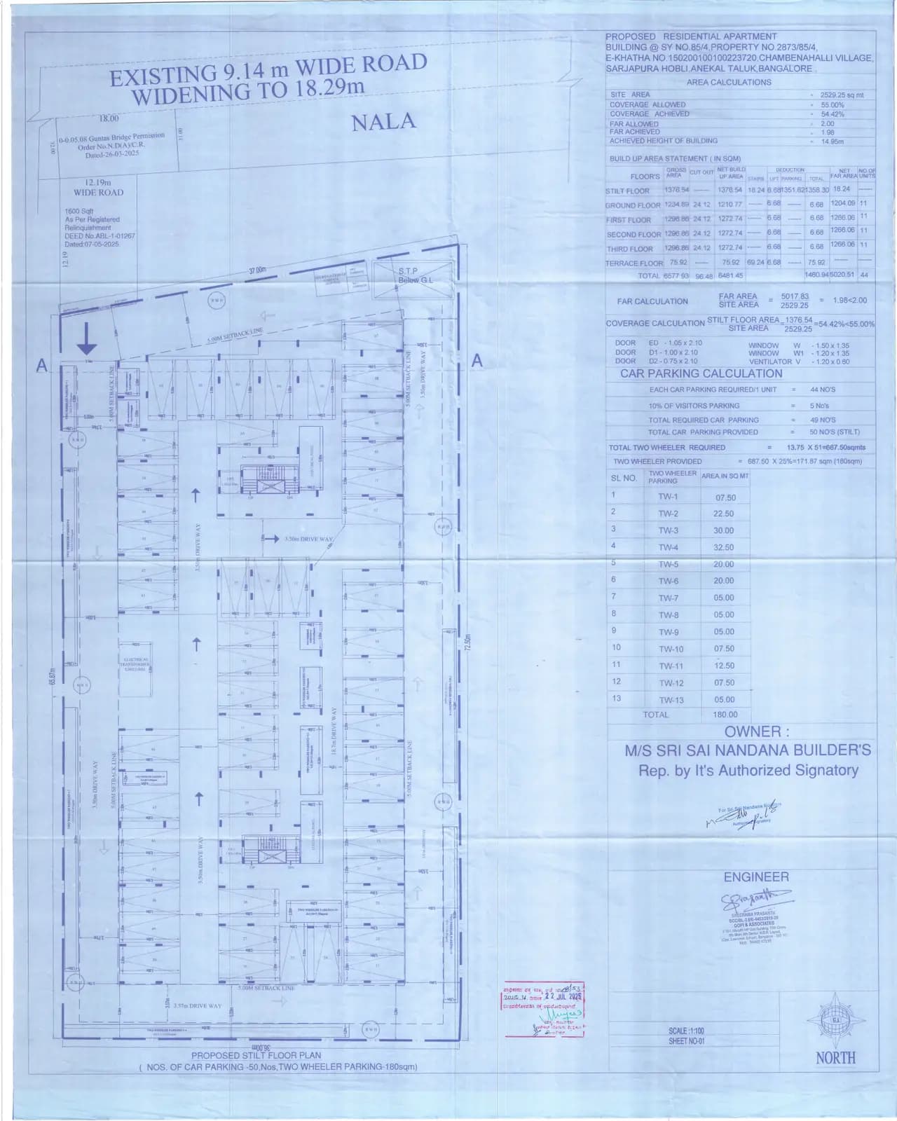 Sri Sai Nandana Crystal: Approved Building Plan, page 1 (filed with Karnataka RERA)