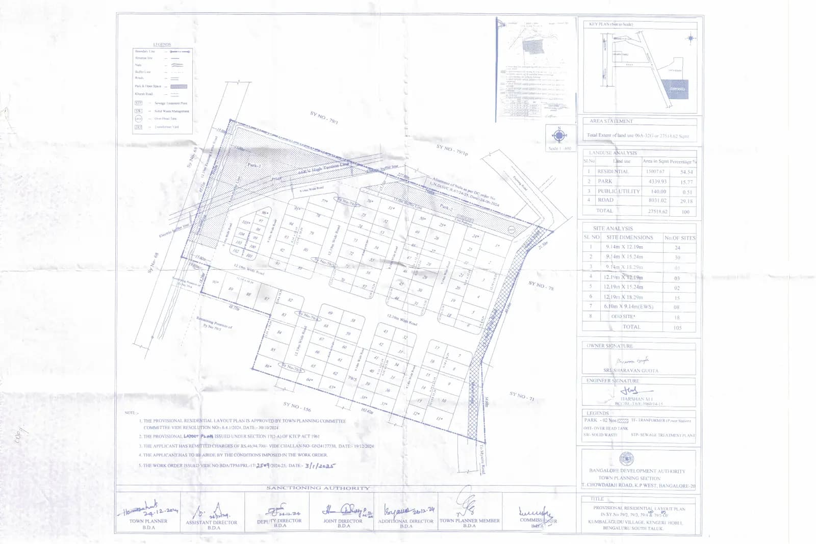 Bloomfields: Approved Layout Plan/Demarcation Plan (filed with Karnataka RERA)