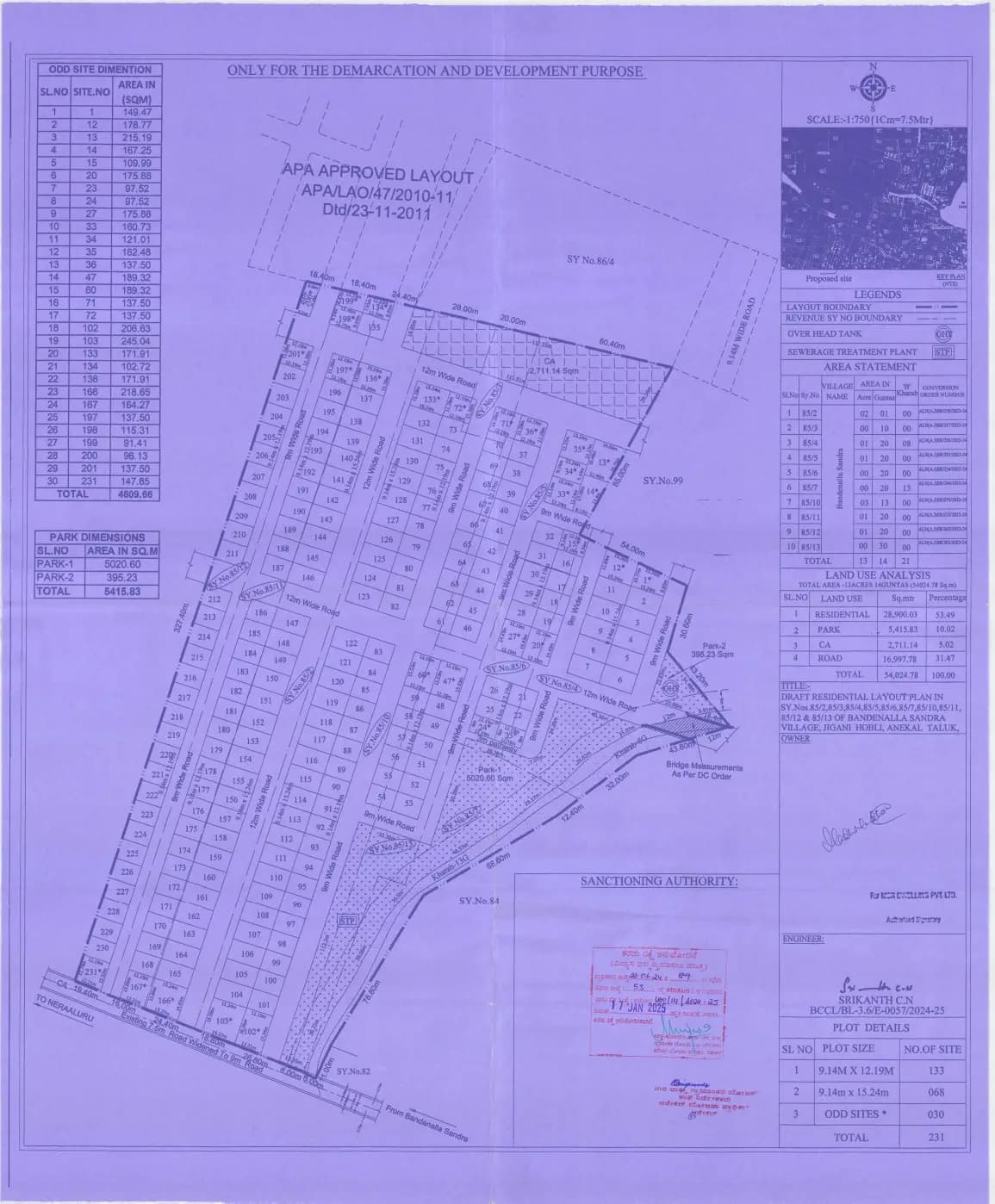 MSR Ista Dusk And Dawn: Approved Layout Plan/Demarcation Plan (filed with Karnataka RERA)