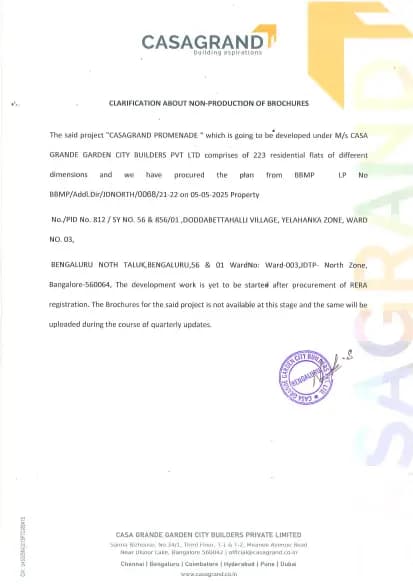 Casagrand Promenade: Brochure (filed with Karnataka RERA)