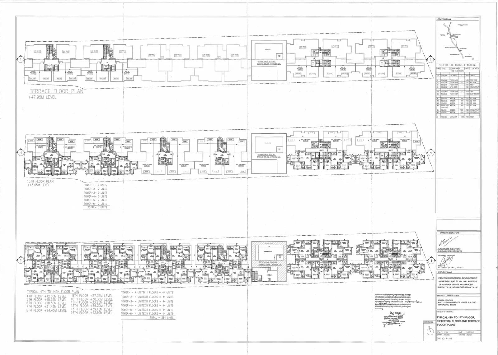 Shriram Songs Of The Earth: TYPICAL FLOOR AND TERRACE FLOOR PLAN (filed with Karnataka RERA)