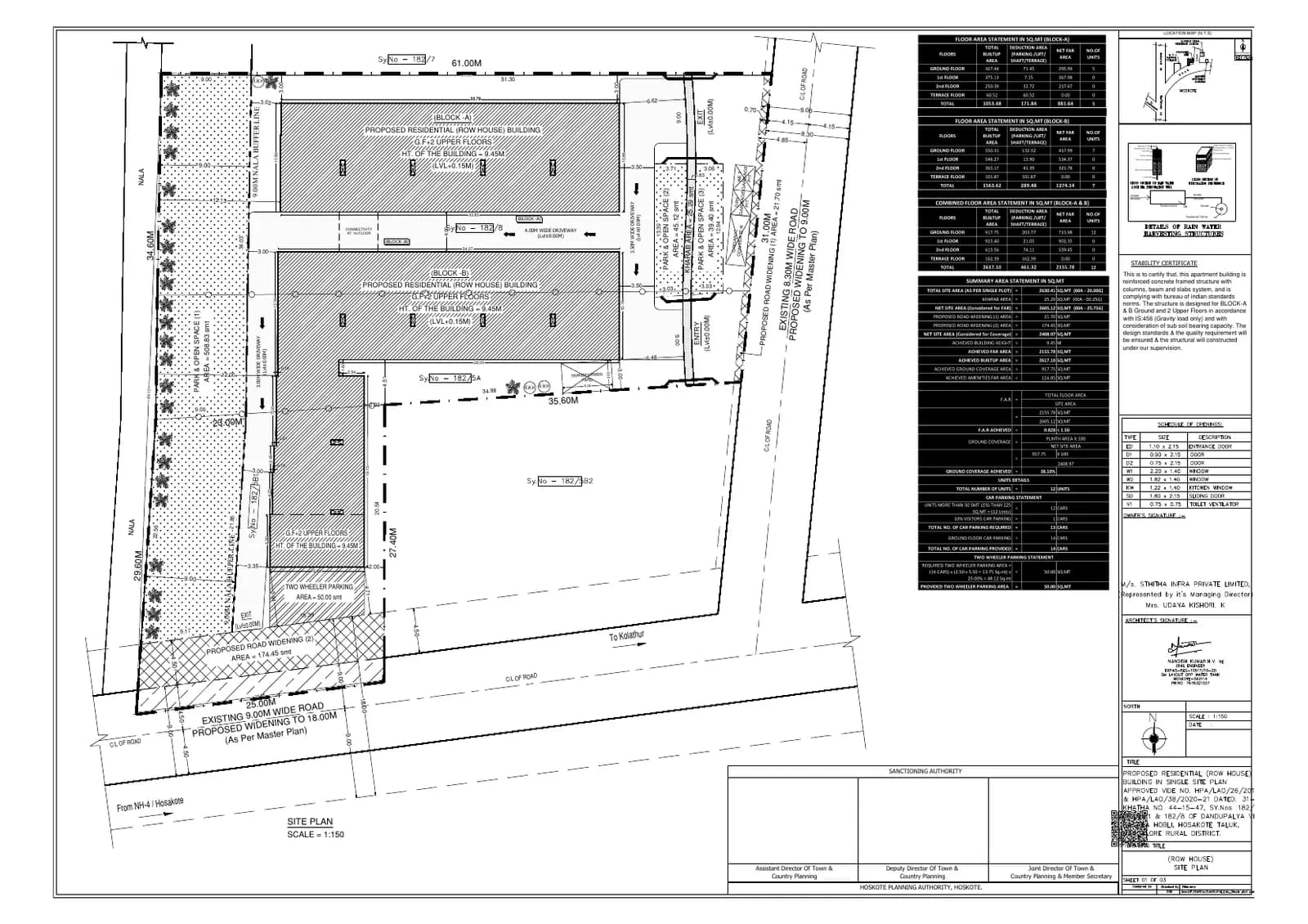 Sthitha Nature Walk: Approved Building Plan, page 1 (filed with Karnataka RERA)