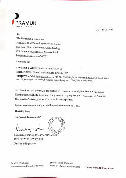 Pramuk MM Magnus: Brochure (filed with Karnataka RERA)