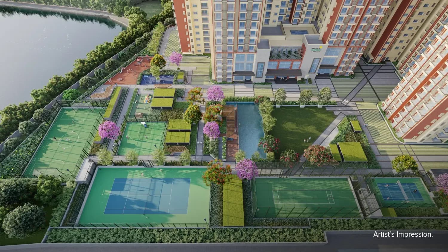 Aerial view of Brigade Lakecrest residential community (artist’s impression)