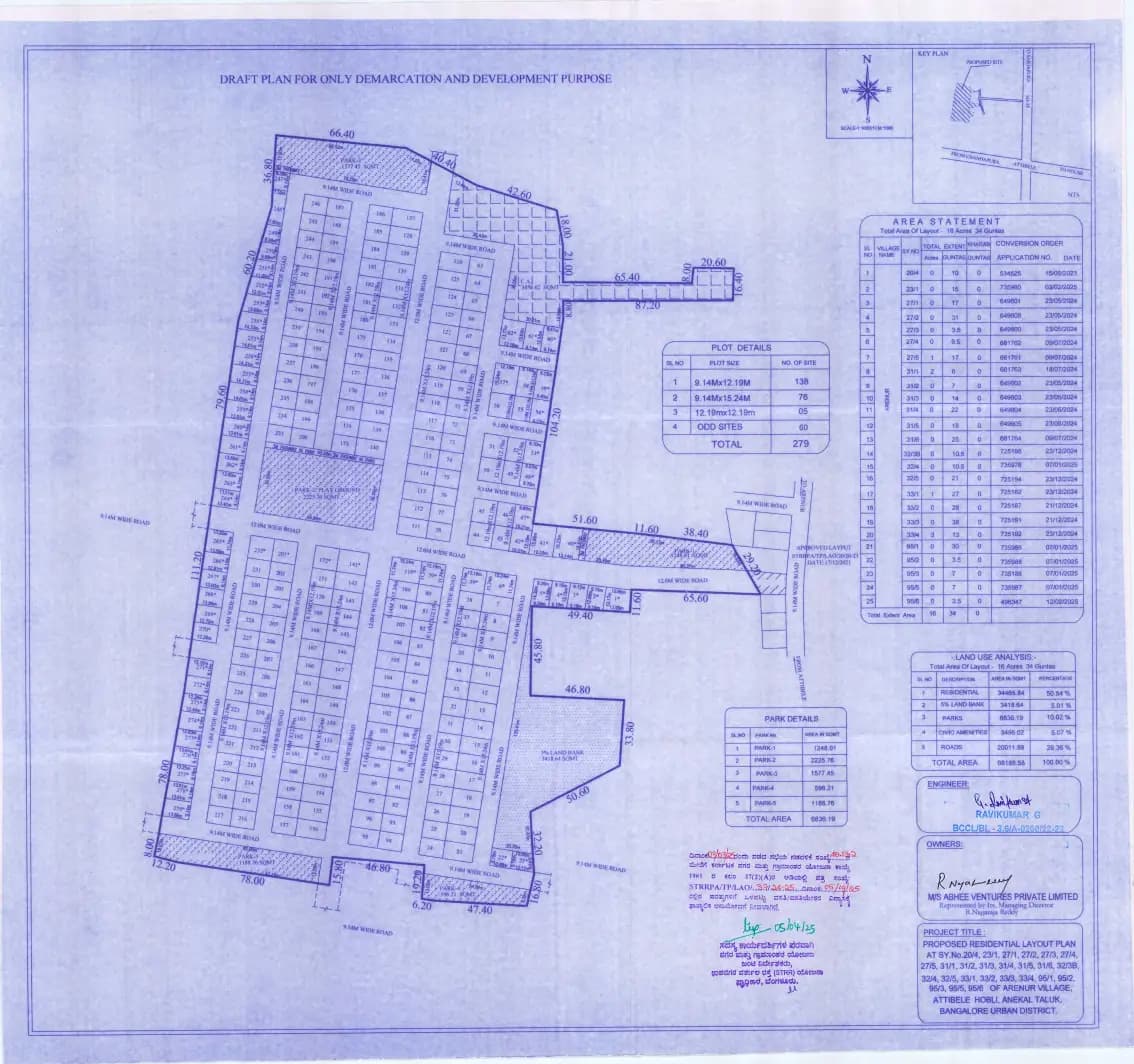 Abhee Tranquila: Approved Layout Plan/Demarcation Plan (filed with Karnataka RERA)