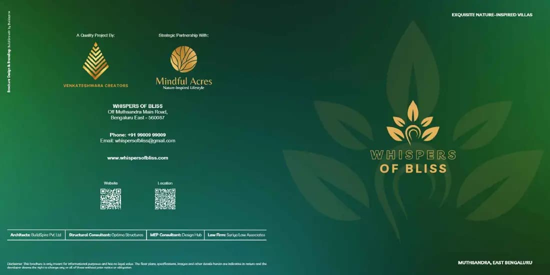 Whispers Of Bliss: Brochure, page 1 (filed with Karnataka RERA)