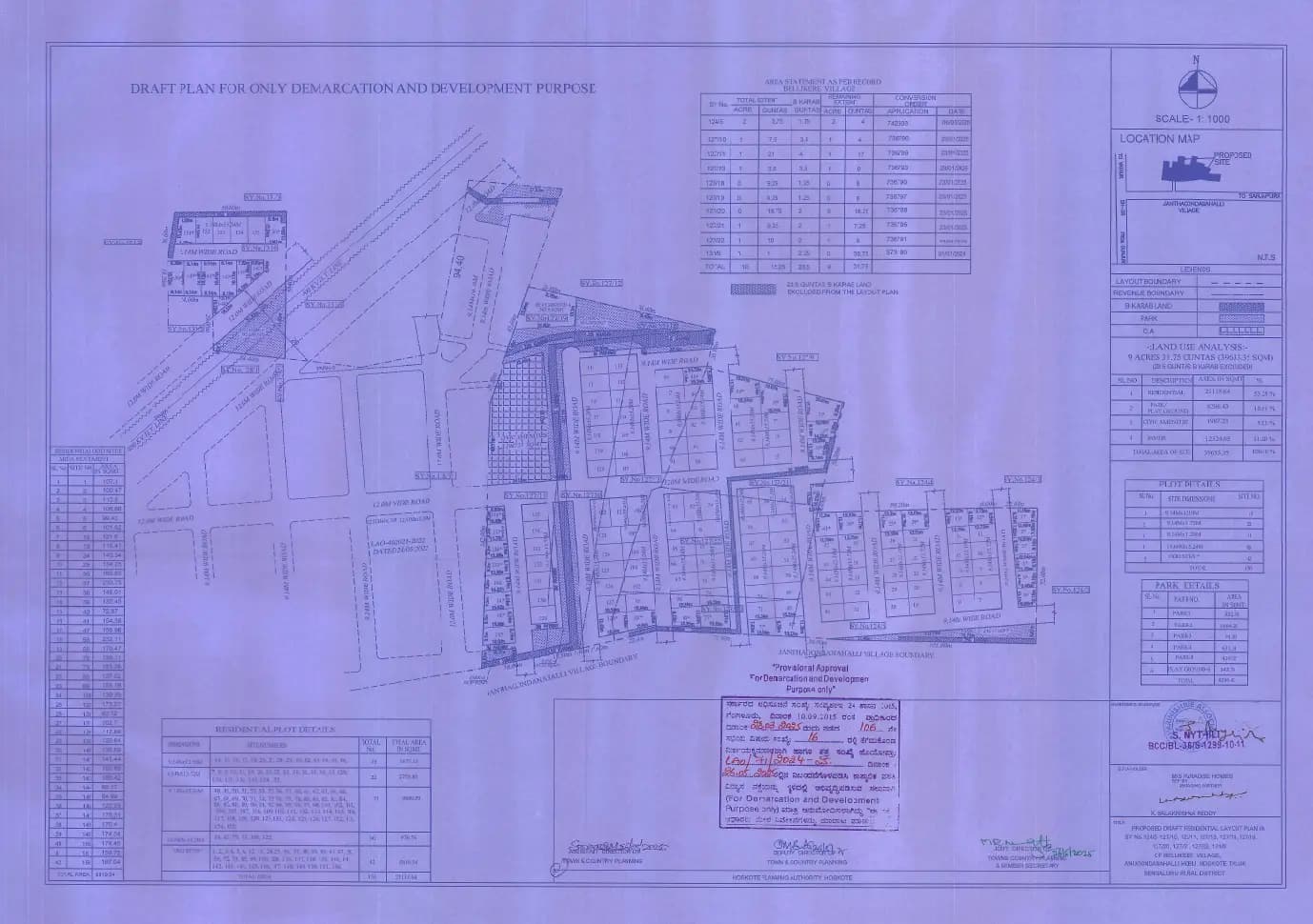 Adithya Paradise -5: Approved Layout Plan/Demarcation Plan (filed with Karnataka RERA)