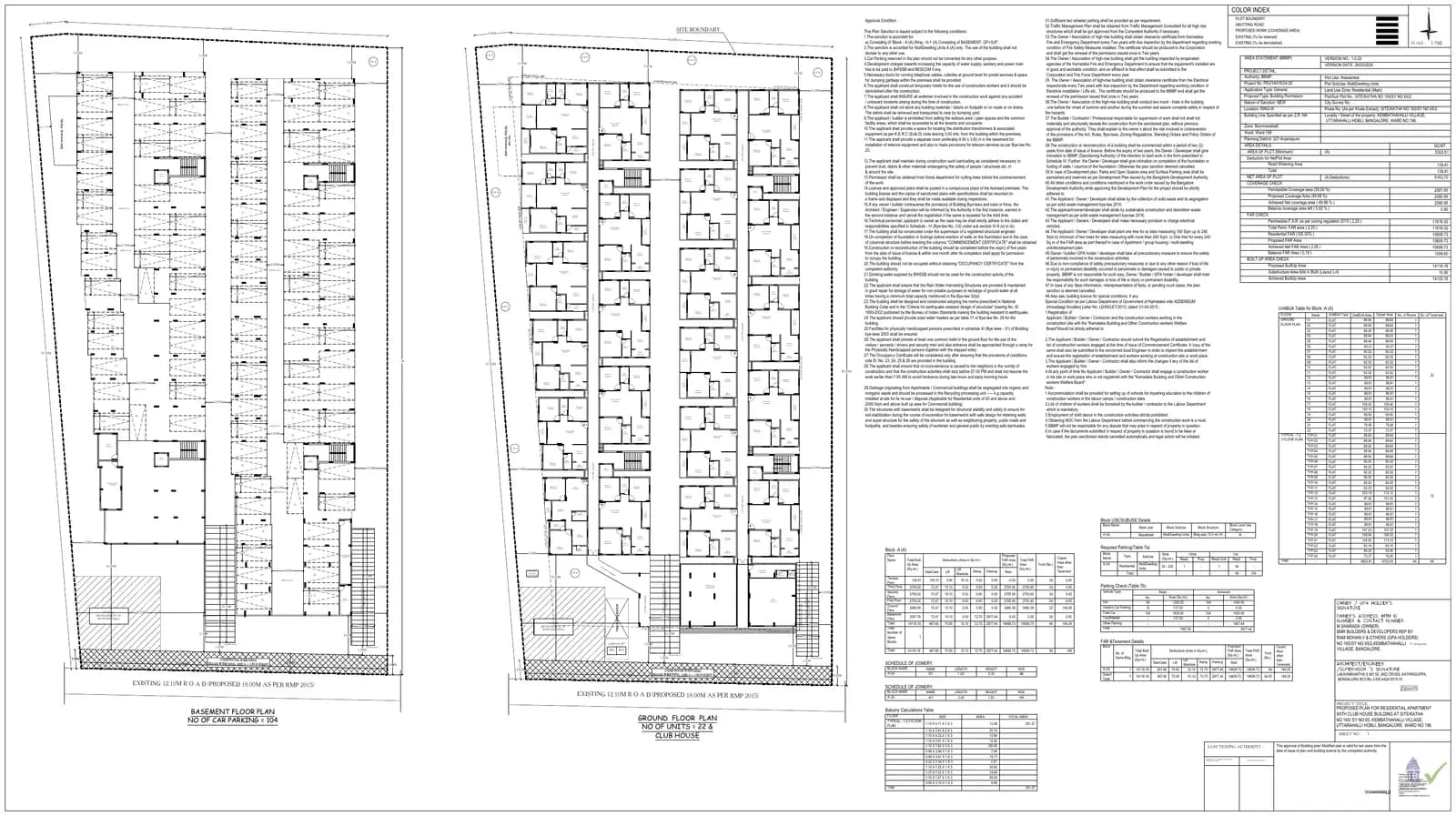 Bhoomika Mayflower: Approved Building Plan, page 1 (filed with Karnataka RERA)