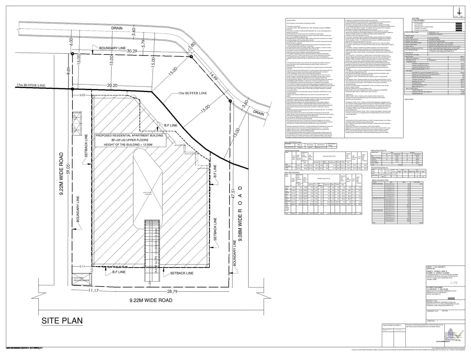 Jyothi Nivas: Approved Building Plan, page 1 (filed with Karnataka RERA)