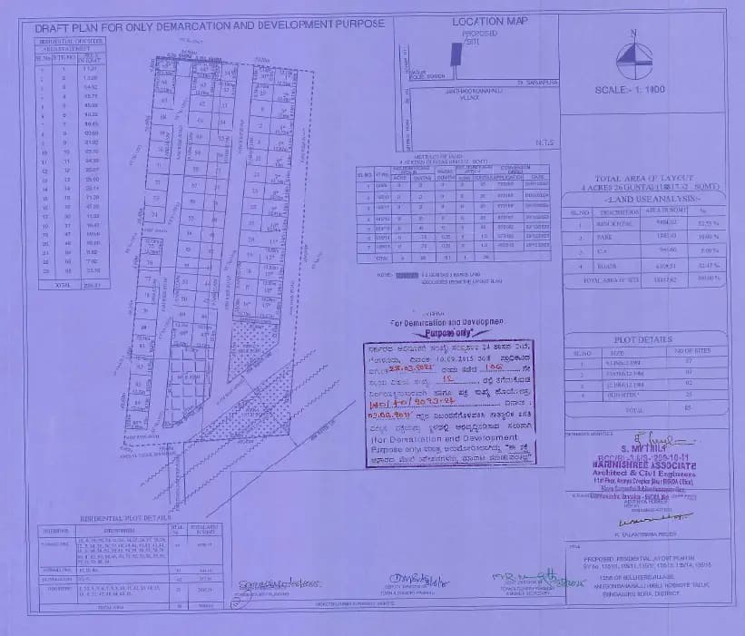 Adithya Homes Paradise Phase-4: Approved Layout Plan/Demarcation Plan (filed with Karnataka RERA)