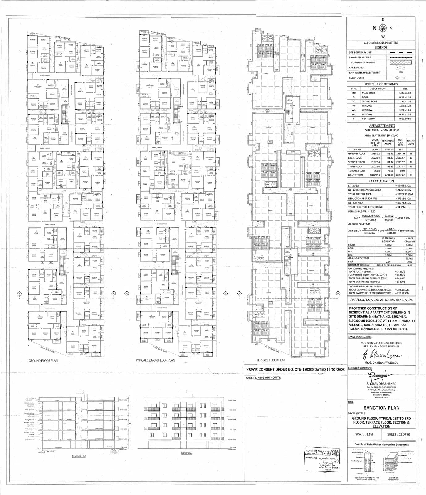 Srinis Pristine: Approved Building Plan (filed with Karnataka RERA)