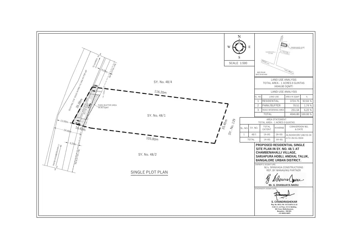 Srinis Pristine: SINGLE LAYOUT PLAN.pdf (filed with Karnataka RERA)