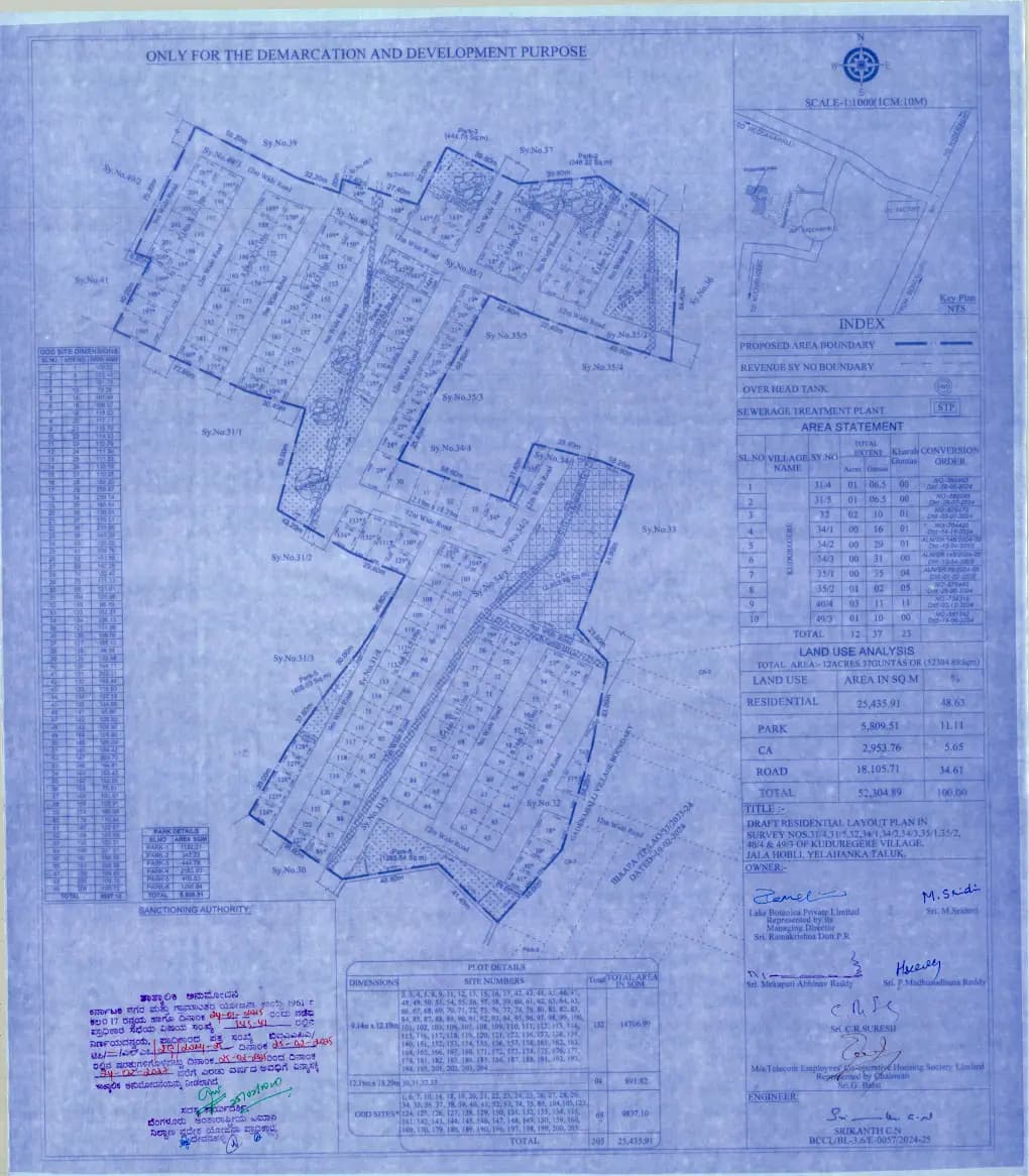 Lake Botanica: Approved Layout Plan/Demarcation Plan (filed with Karnataka RERA)