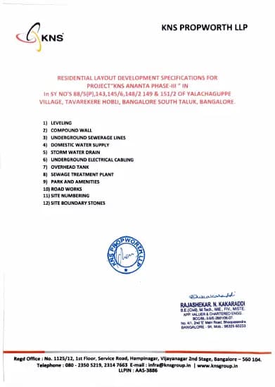 KNS Ananta: Brochure (filed with Karnataka RERA)
